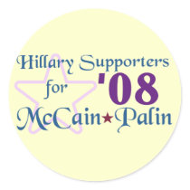 Hillary Supporters for McCain Palin '08 Sticker by bizarretees Hillary Supporters for McCain Palin '08 Sticker
