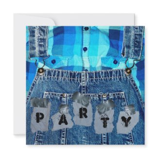 Hillbilly Party! Jean Overalls Plaid and Duct Tape invitation