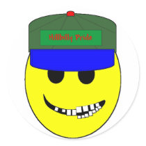 Hillbilly Smiley Round Sticker