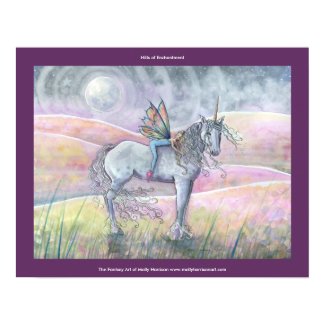 Hills of Enchantment Fairy Unicorn Poster print