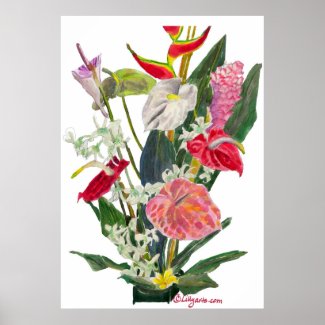 Hilo Flowers Watercolor Print and Poster print
