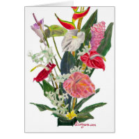 Hilo Hawaii Tropical Flowers Watercolor Print Card