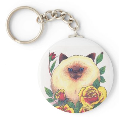 Himalayan and Roses Keychains by smilodonart