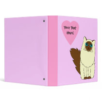 Himalayan Persian Cat Pink Heart Binder