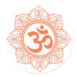 HINDU - BUDDHA SYMBOLS OM,OHM ROUND STICKERS