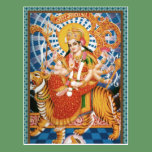 Hindu Goddess Durga With Tiger Cards postcards
