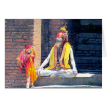 Hindu Priest in Kathmandu, Nepal-AKA BABA Greeting Card