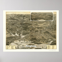 Hingham, MA Panoramic Map - 1885 Posters