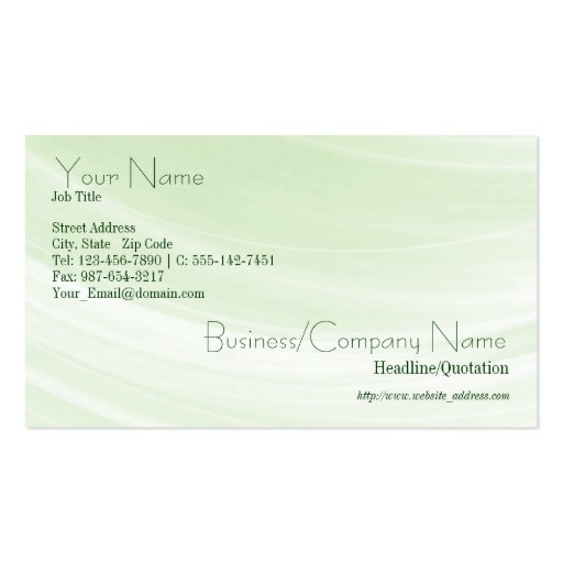 Hint Of Green Business Card (front side)