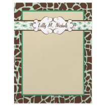 Hip and Chic Animal Print: Green letterhead