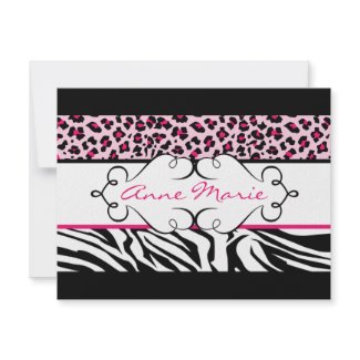 Hip and Chic Animal Print Note Card invitation