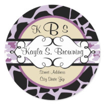 Hip and Chic Animal Print: Purple Round Sticker