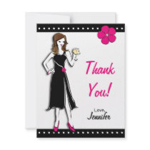 Hip and Chic Cocktail Girl Note Card Custom Announcements