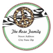 Hip and Chic Patterned Peace Address Label sticker