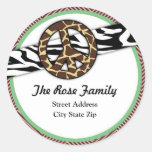 Hip and Chic Patterned Peace Address Label Sticker
