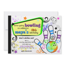 Hip and Colorful Bowling Invitation