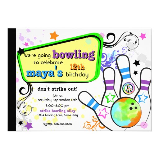 Hip and Colorful Bowling Invitation