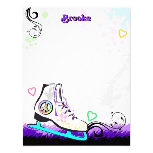 Hip and Colorful Ice Skate Note Card Announcements