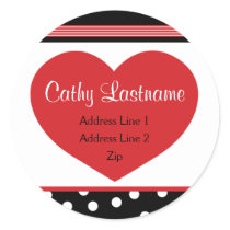 Hip and Retro Heart Address Label stickers