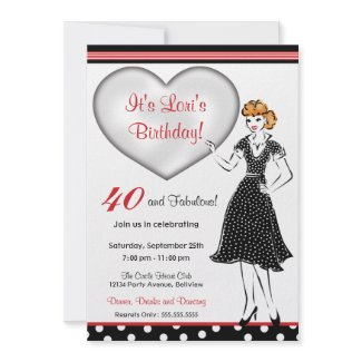 Hip and Retro Woman Birthday Invitation invitation