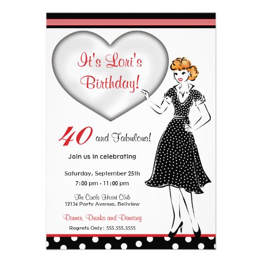 Hip and Retro Woman Birthday Invitation