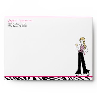 Hip and Sexy Animal Print Envelope in Pink & Black envelope