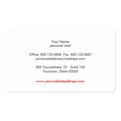 Hip Bold and Cool Catering Personal Chef Business Card Templates (back side)