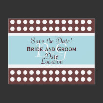 Hip Brown and Blue Save the Date Postcard by jgh96sbc Hip Brown and Blue Save the Date Postcard