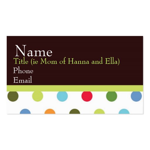 Hip Chick Mommy Card Business Card Templates (front side)
