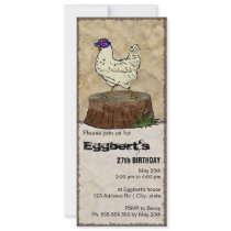 Hip Chicken, 4"x9.25" invitation