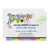 Hip Colorful 'N Groovy Party Invitation
