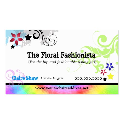 Hip Colorful 'N Groovy Profile Card Business Cards (front side)