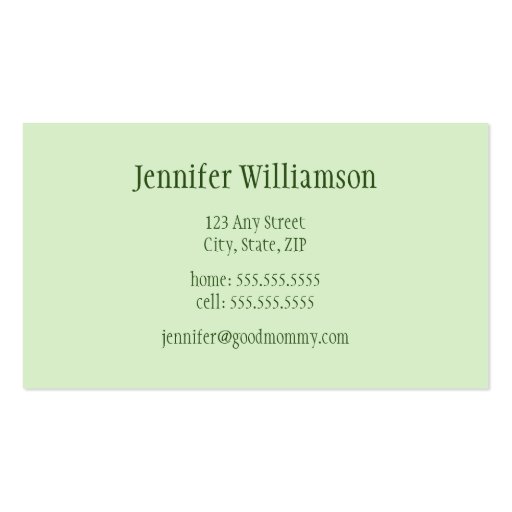 Hip Customized Gingham Mommy Calling Cards :: 02 Business Card Template (back side)