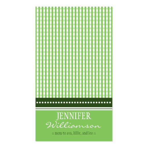 Hip Customized Gingham Mommy Calling Cards :: 02 Business Card Template