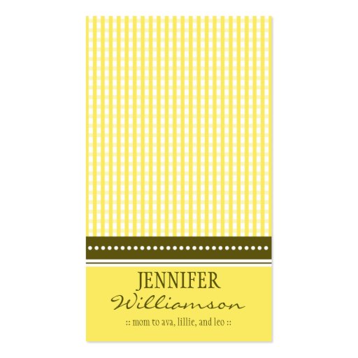 Hip Customized Gingham Mommy Calling Cards :: 05 Business Card Templates (front side)
