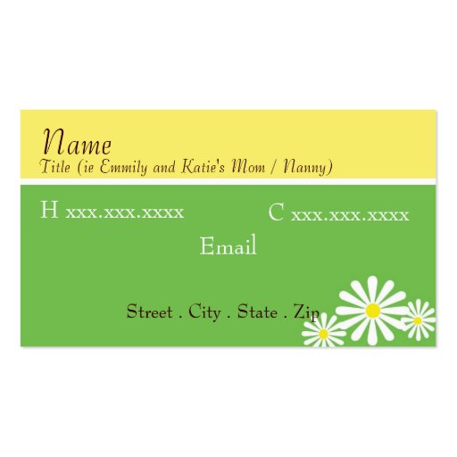 Hip Daisy Mommy Card Business Card Templates