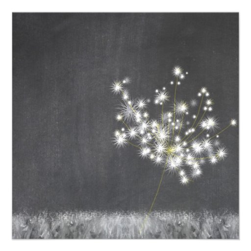 Hip Dandelion Chalkboard Bridal Shower Invitations