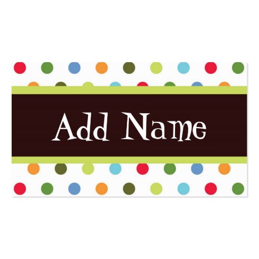 Hip dots customizable girls calling card business card templates (front side)