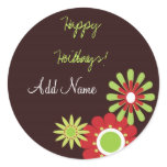 Hip Flowers Holiday Gift Labels Round Stickers