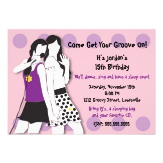 Hip Girls Singing in Pink and Purple Personalized Announcements