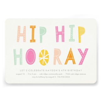 Hip Hip Hooray Birthday Invitation - Orange