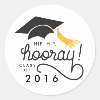 Hip Hip Hooray Class of 2016 Graduation Sticker