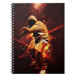 hip-hop breakdancer on fire notebook