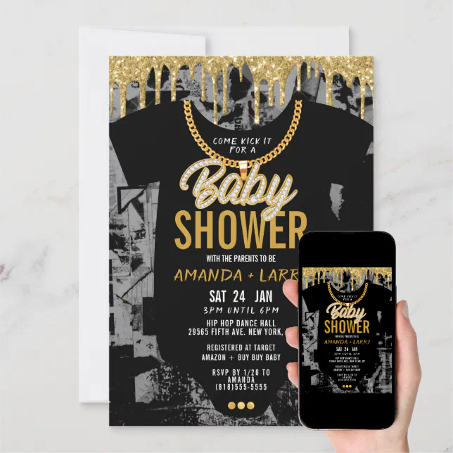 Hip Hop Chain Baby Shower Invitation Zazzle