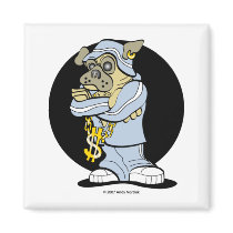 Hip Hop Pug Magnets by designsbydandy Hip Hop Pug Magnets