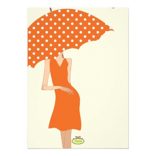 Hip Mama Baby Shower/ orange/ polka dots Announcement