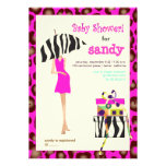 Hip mama, hot pink jaguar/zebra baby shower personalized invitations