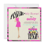 Hip mama, hot pink zebra baby shower zazzle_invitation
