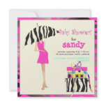 Hip mama, hot pink zebra baby shower personalized invites