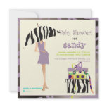 Hip mama, purple zebra baby shower invites